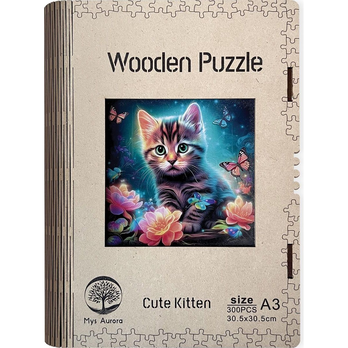 Epee Wooden puzzle Cute Kitten A3