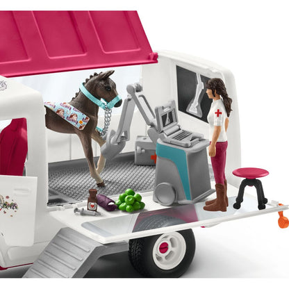 Schleich 42439 Mobilní veterinární klinika s klisnou a ošetřovatelem, new - Poškozený obal