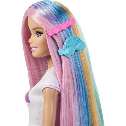 Mattel Barbie Panenka duhové vlasy s třpytivým stylingem