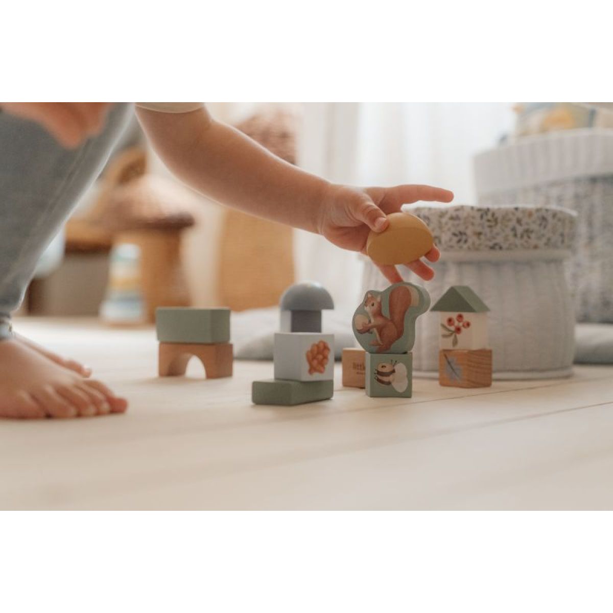 Little Dutch Kostky dřevěné 50 ks v tubě Forest Friends