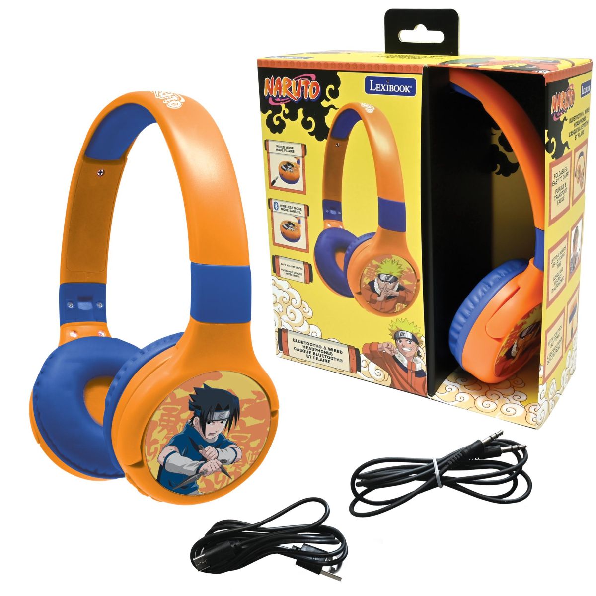 Lexibook 2v1 bluetooth skládací sluchátka Naruto s limitem hlasitosti