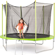 Trampolína CROSS se sítí a žebříkem, zeleno-černá, 306 x 306 x 250 cm