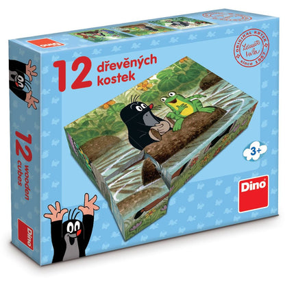 Dino Dřevěné kostky Krtek a zvířátka 12 ks