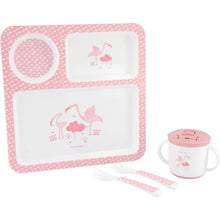 KikkaBoo Jídelní sada 4-dílná Flamingo