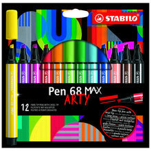 Prémiový vláknový fix se silným klínovým hrotem STABILO Pen 68 MAX ARTY 12 ks sada