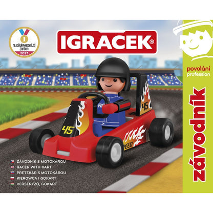 Igráček Závodník - figurka s červenou motokárou