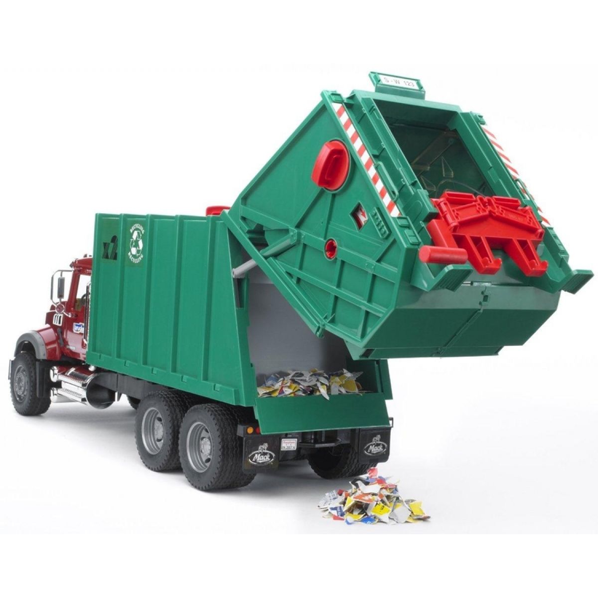 Bruder 02812 Nákladní auto MACK Granit popelář zelený