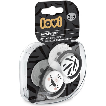 LOVI Dudlík silikonový dynamický Salt & Pepper 3-6 m 2 ks