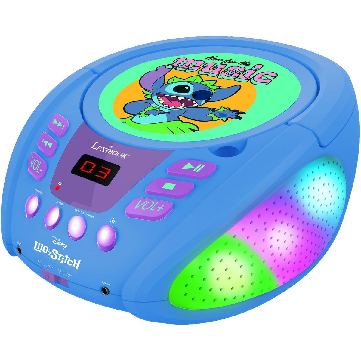 Lexibook CD přehrávač Stitch s bluetooth a světelnými efekty