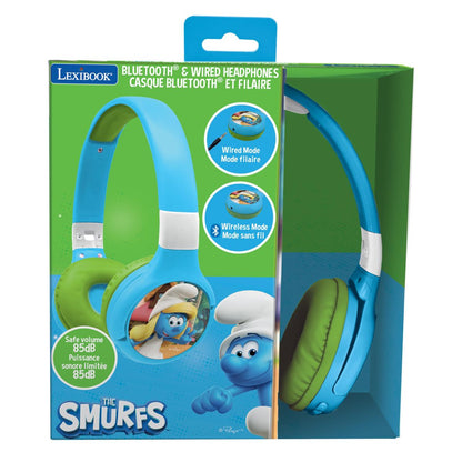 Lexibook 2v1 bluetooth skládací sluchátka Šmoulové s limitem hlasitosti