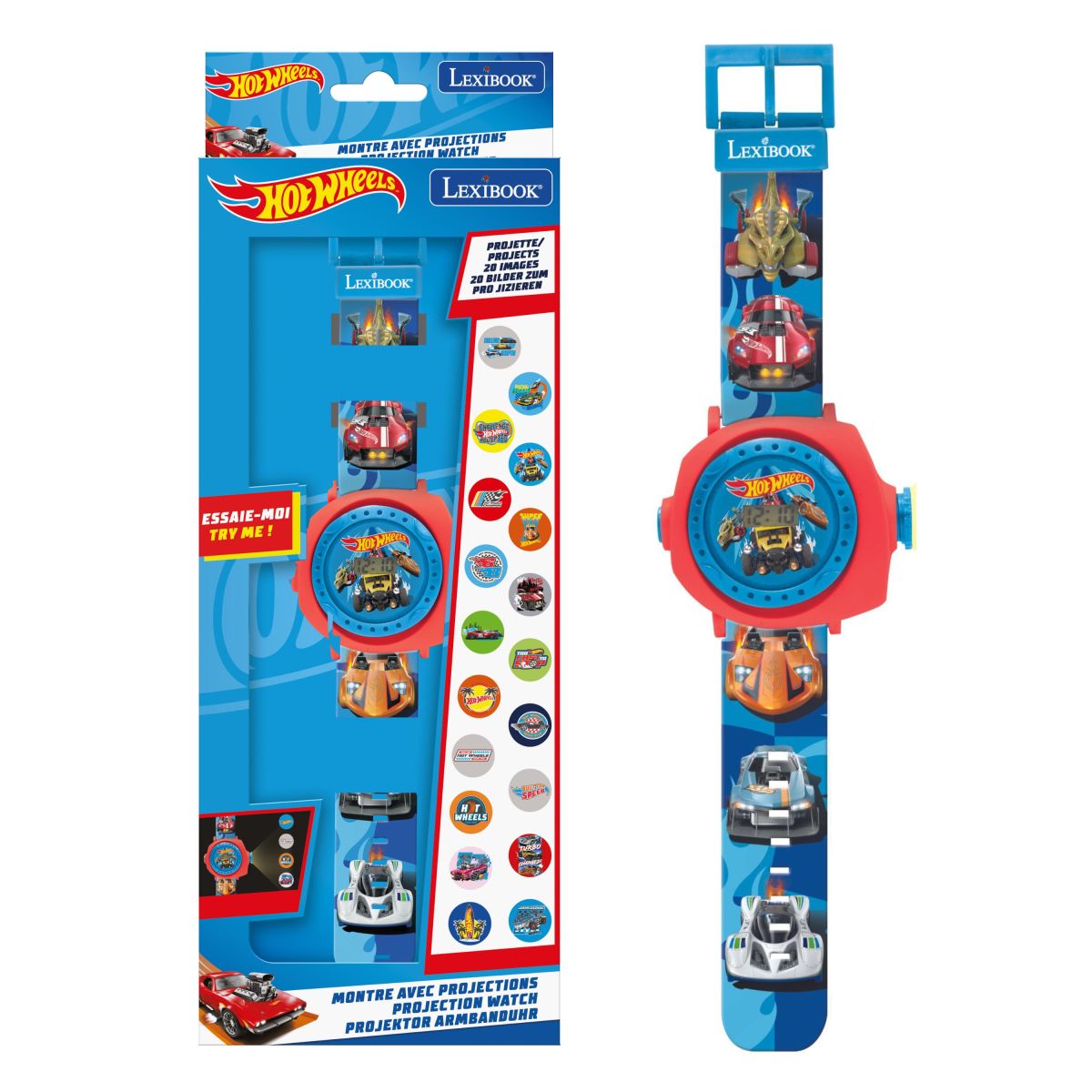 Lexibook Digitální promítací hodinky Hot Wheels s 20 obrázky