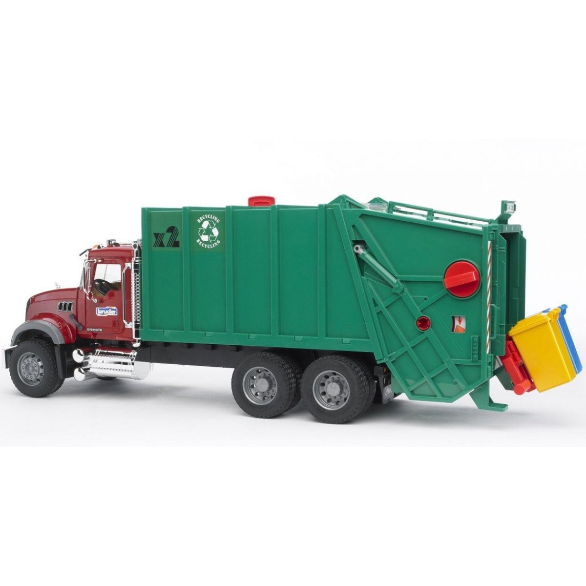 Bruder 02812 Nákladní auto MACK Granit popelář zelený