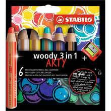 Pastelka, vodovka & voskovka v jednom STABILO woody 3 in 1 ARTY 6 ks sada s ořezávátkem