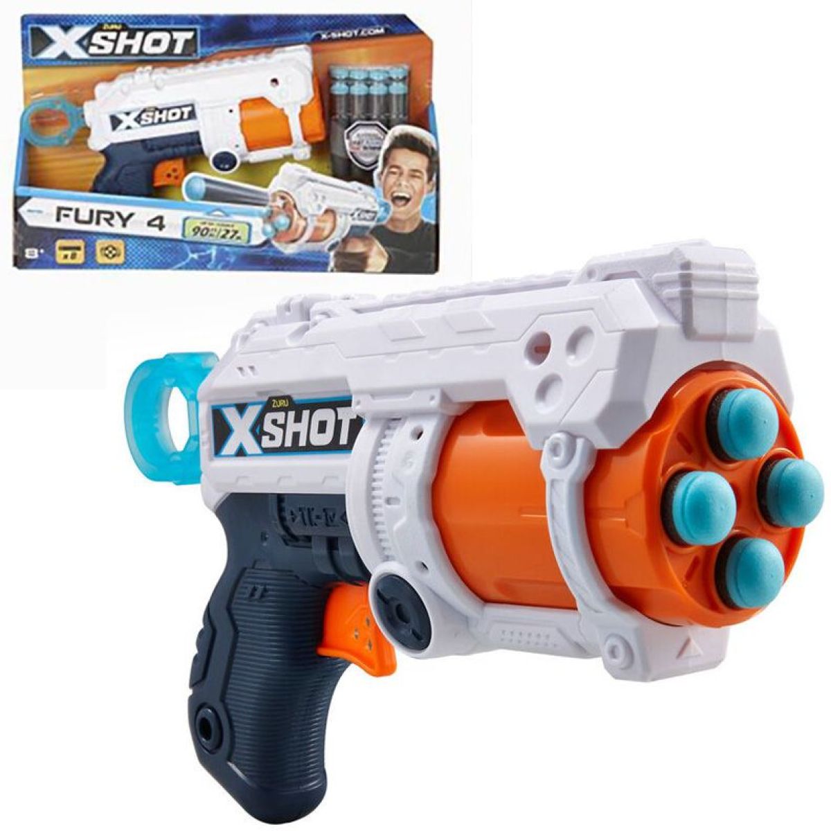 ZURU X-SHOT EXCEL Fury 4 s otočnou hlavní a 16 náboji