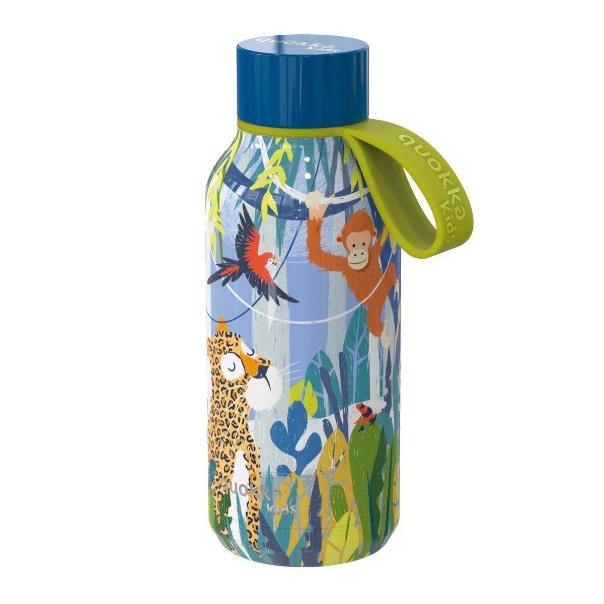 Quokka Nerezová termoláhev Solid Kids s poutkem Jungle 330 ml