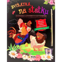 SUN Zvířátka na statku - úžasná škrábací knížka a omalovánky