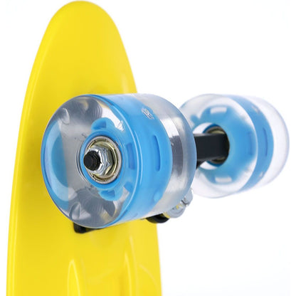 Fish Pennyboard se svíticími LED kolečky, žlutý