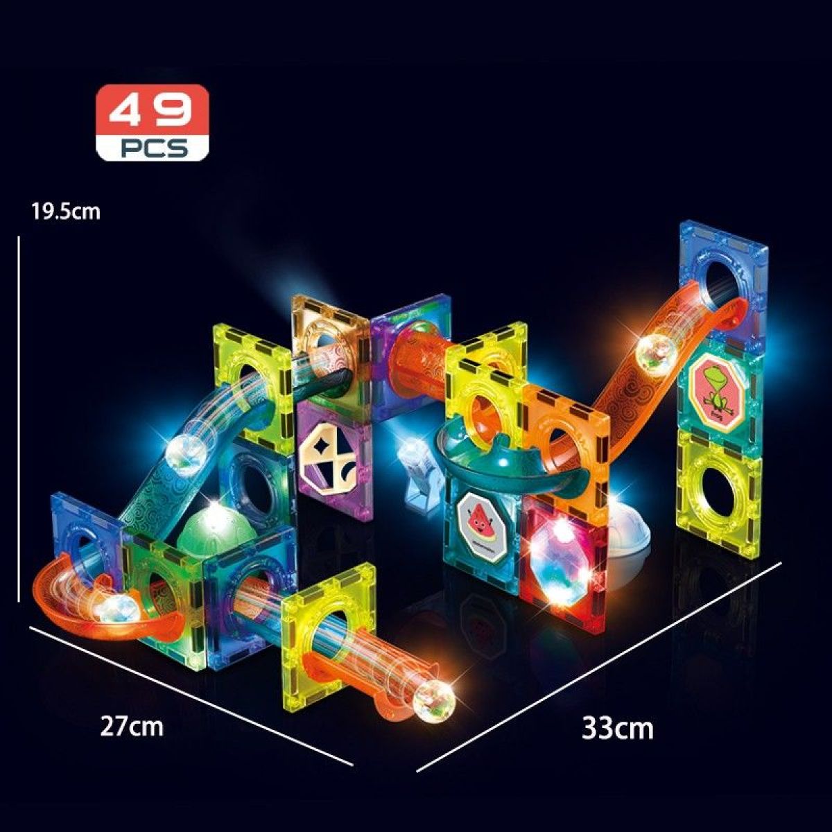 Alltoys Kuličkodráha magnetická se světlem 49 ks