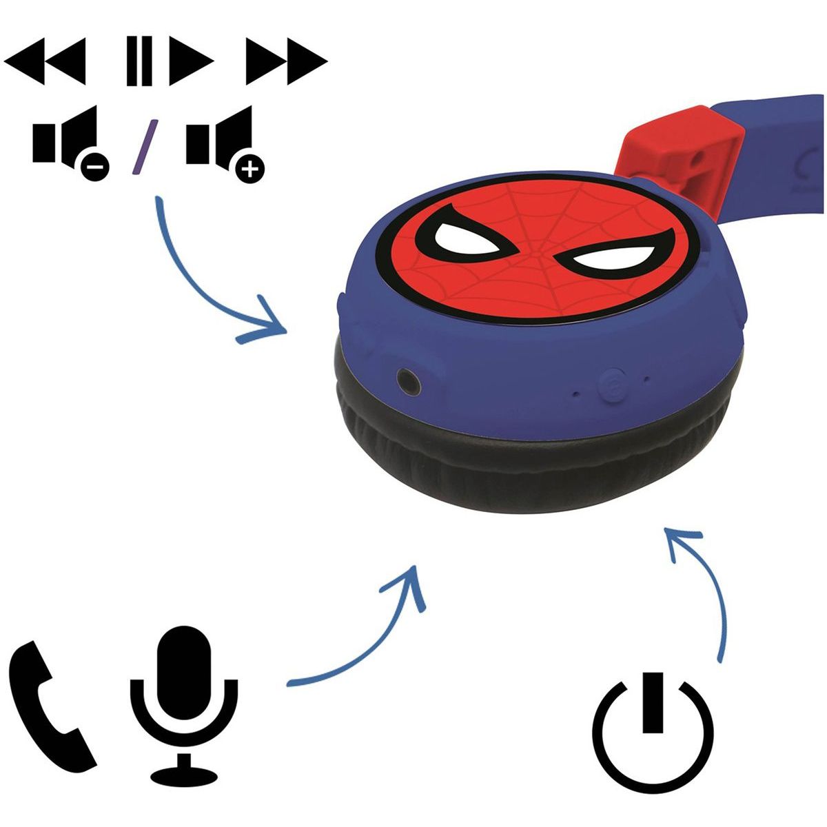 Lexibook Skládací bezdrátová sluchátka Spider-Man
