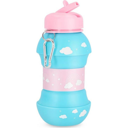 Spokey Cort Skládací silikonová láhev, modro-růžová, 520 ml