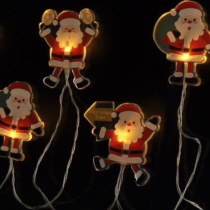 LED okenní řetěz - Santa, 6 x LED, přísavný, 120 cm, 2 x AA