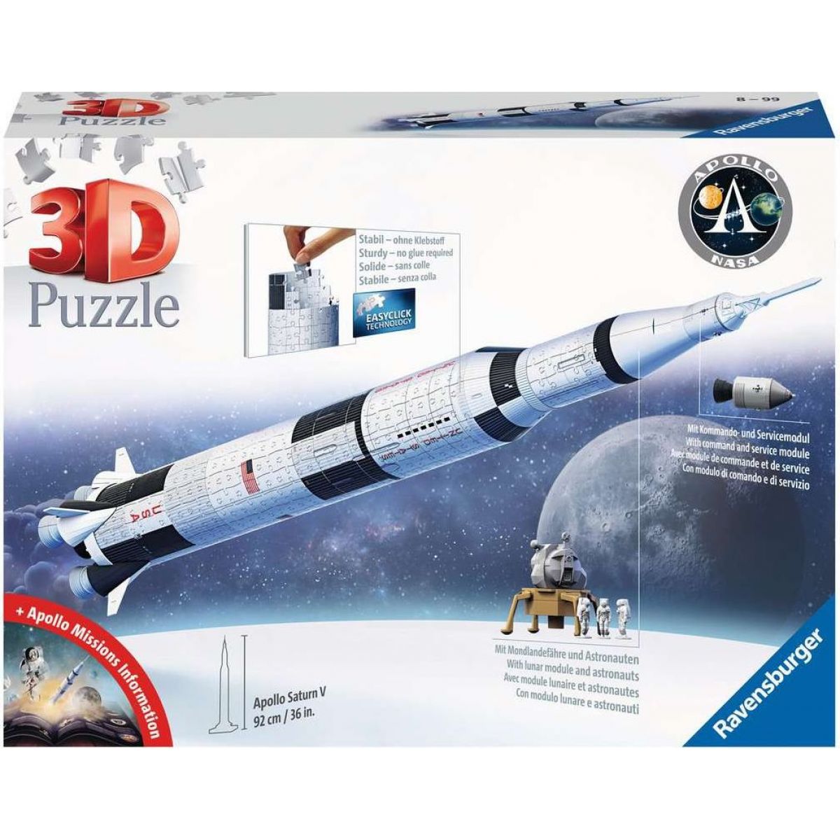 Ravensburger 3D puzzle 115457 Vesmírná raketa Saturn V 432 dílků