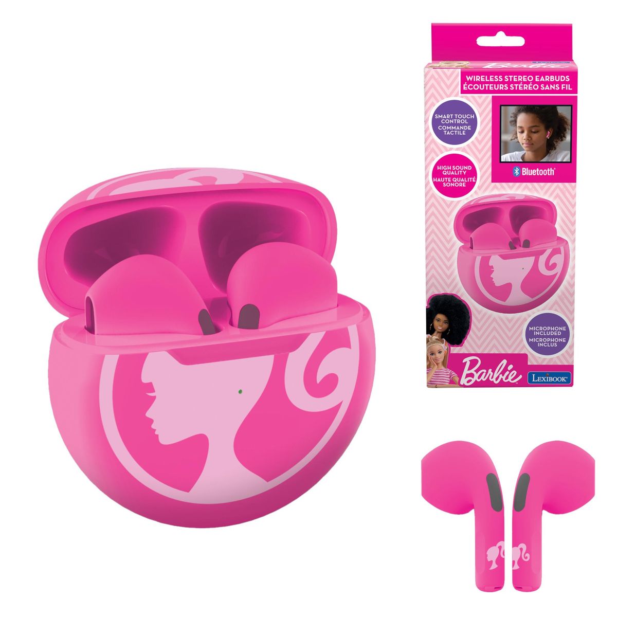Lexibook Bluetooth sluchátka do uší Barbie s vestavěným mikrofonem