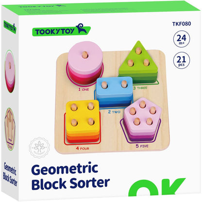 Tooky Toy Dřevěná skládačka geometrické tvary