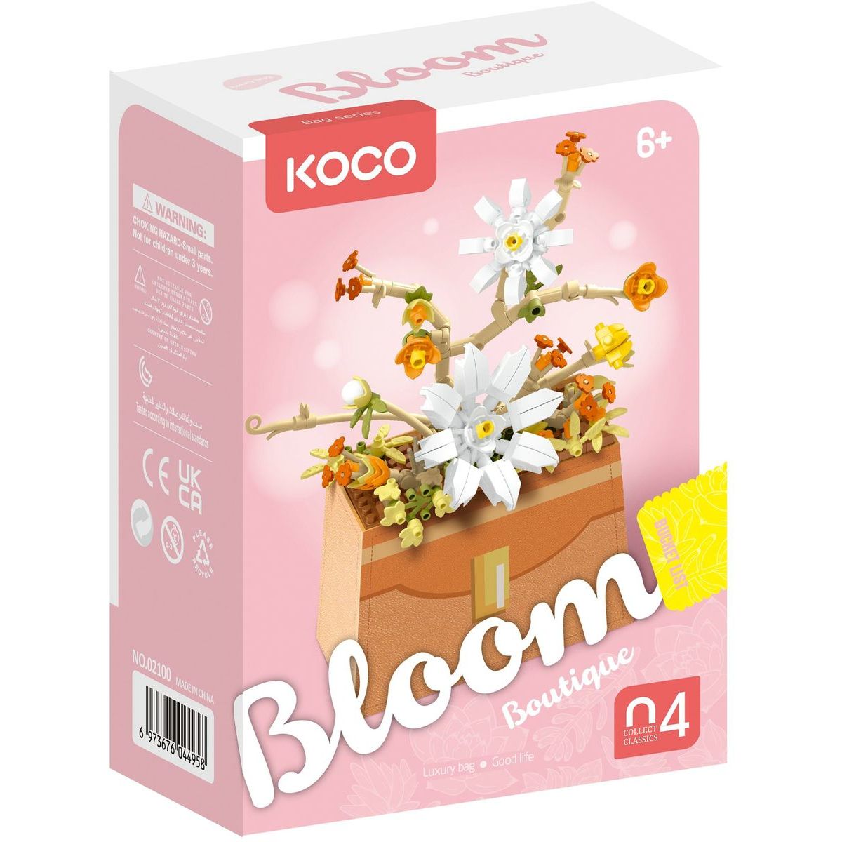 Stavebnice mini Květina v kabelce plast 232ks v krabičce 11x15x6cm