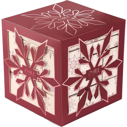 Adventní kosmetický kalendář Snowflake Puzzle - třešňově červená