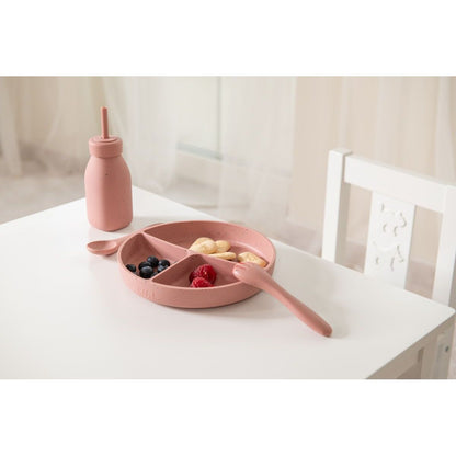KikkaBoo Talíř dělený s přísavkou Platinum Silicone Blush