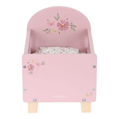 Little Dutch Postýlka pro panenky dřevěná s peřinkou Pink