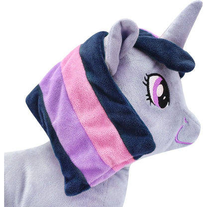 Spokey Sparkle Dětský cestovní polštářek a plyšová hračka 2 v 1 Jednorožec 30 cm