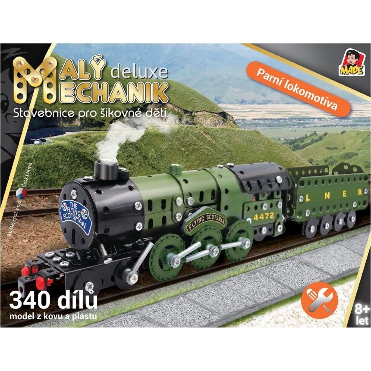 Malý mechanik 340 dílků Parní lokomotiva s uhlákem