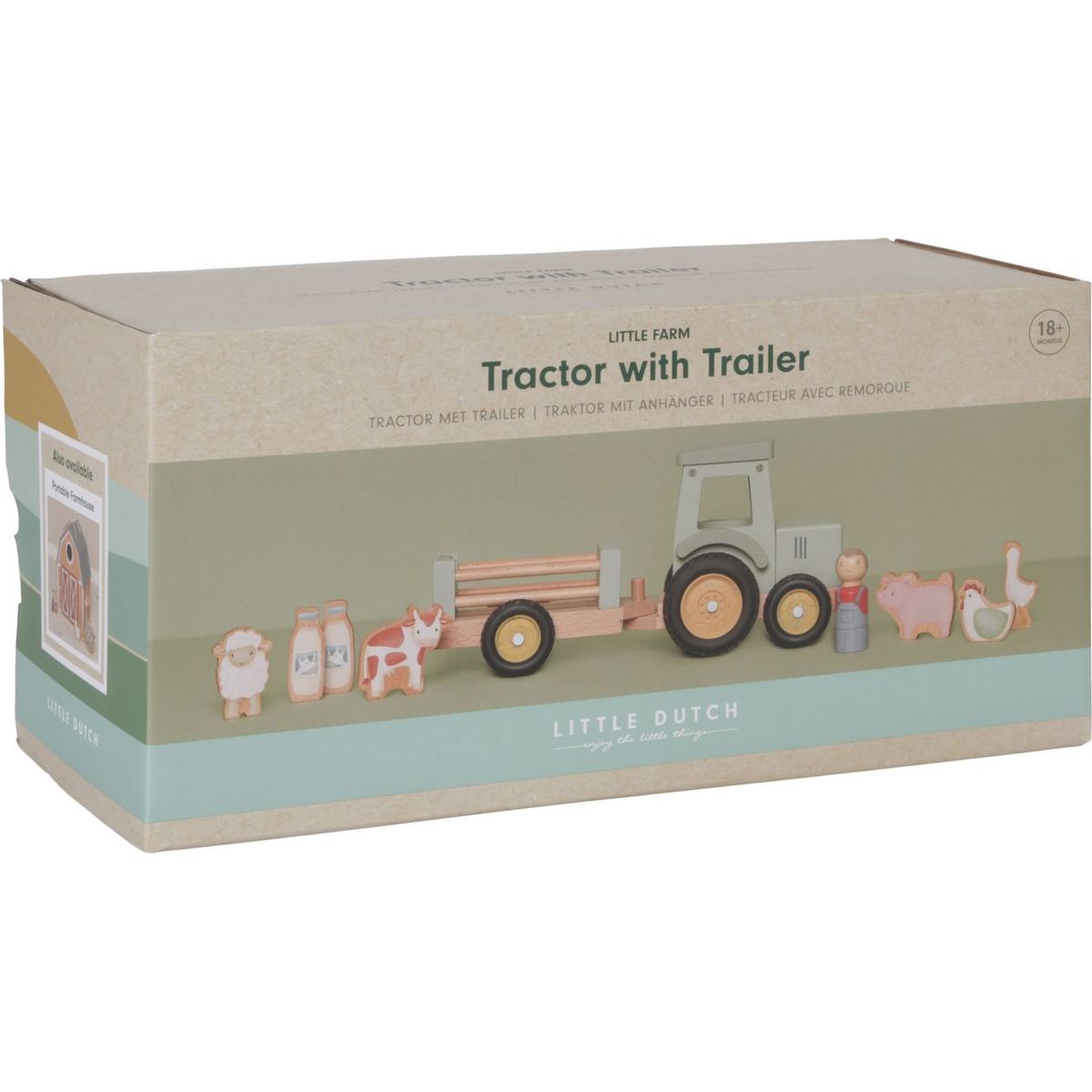 Little Dutch Traktor s přívěsem dřevěný Farma