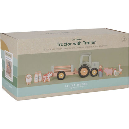 Little Dutch Traktor s přívěsem dřevěný Farma