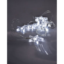 LED vánoční řetěz, hvězdy, 1,5 m, 10 LED, 2 x AA, bílé světlo