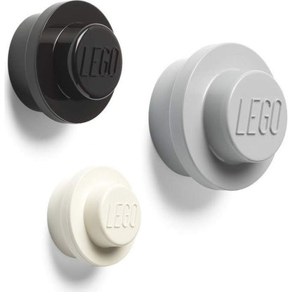 LEGO® věšák na zeď, 3 ks - bílá, černá, šedá