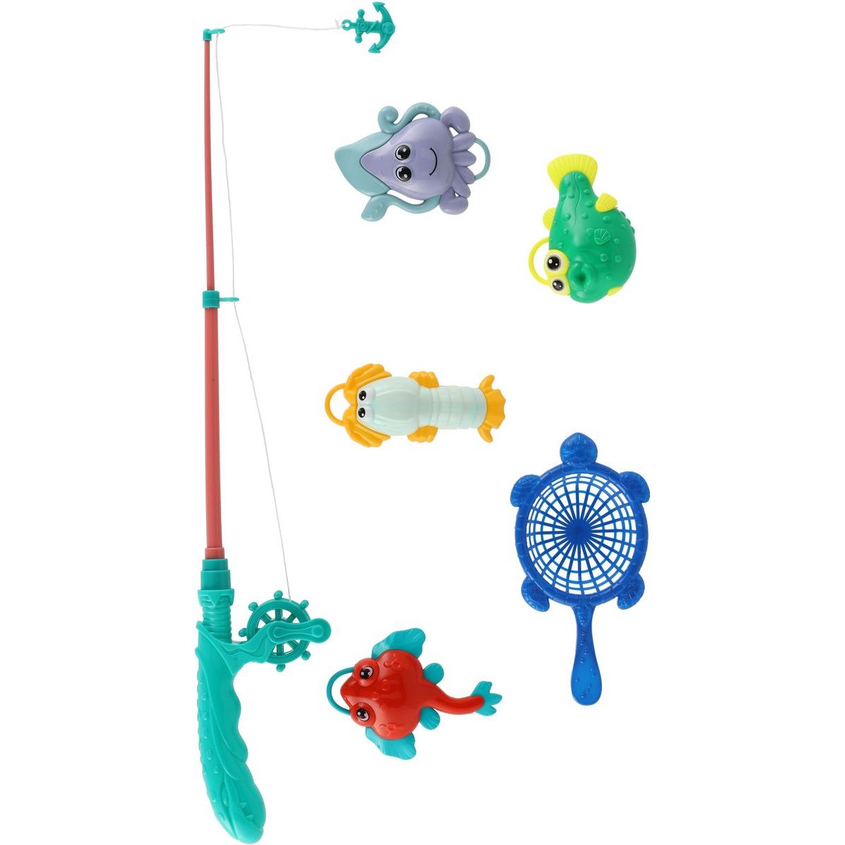Teddies Hra ryby rybář s prutem 45cm plast 4 barvy na kartě 17x58cm