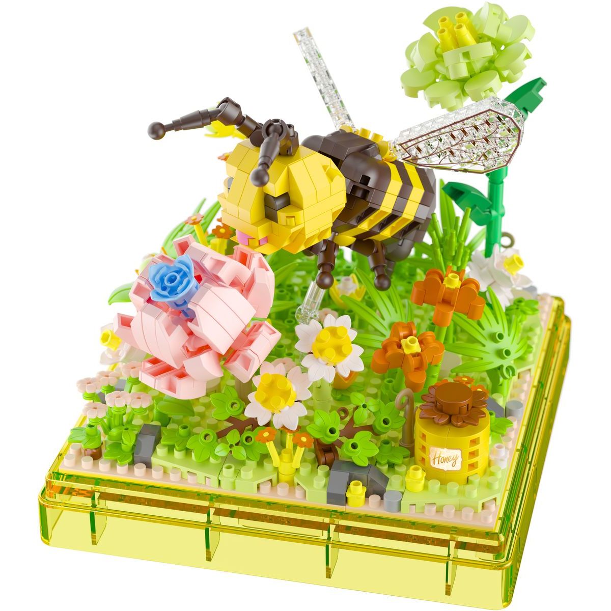 Stavebnice mini KOCO Včelka plast 668ks v krabičce 11x12x11cm
