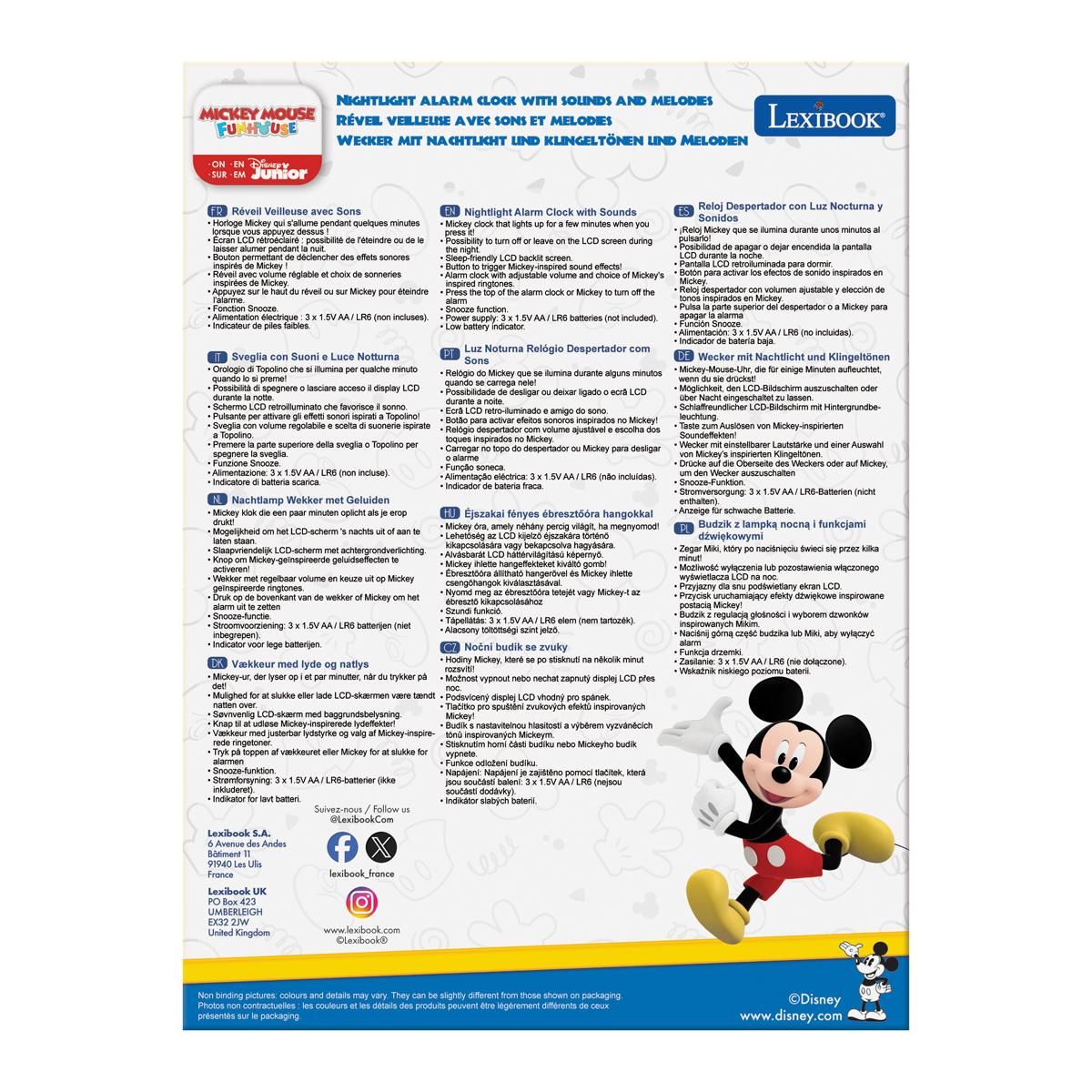 Lexibook Budík Mickey se svítící figurkou