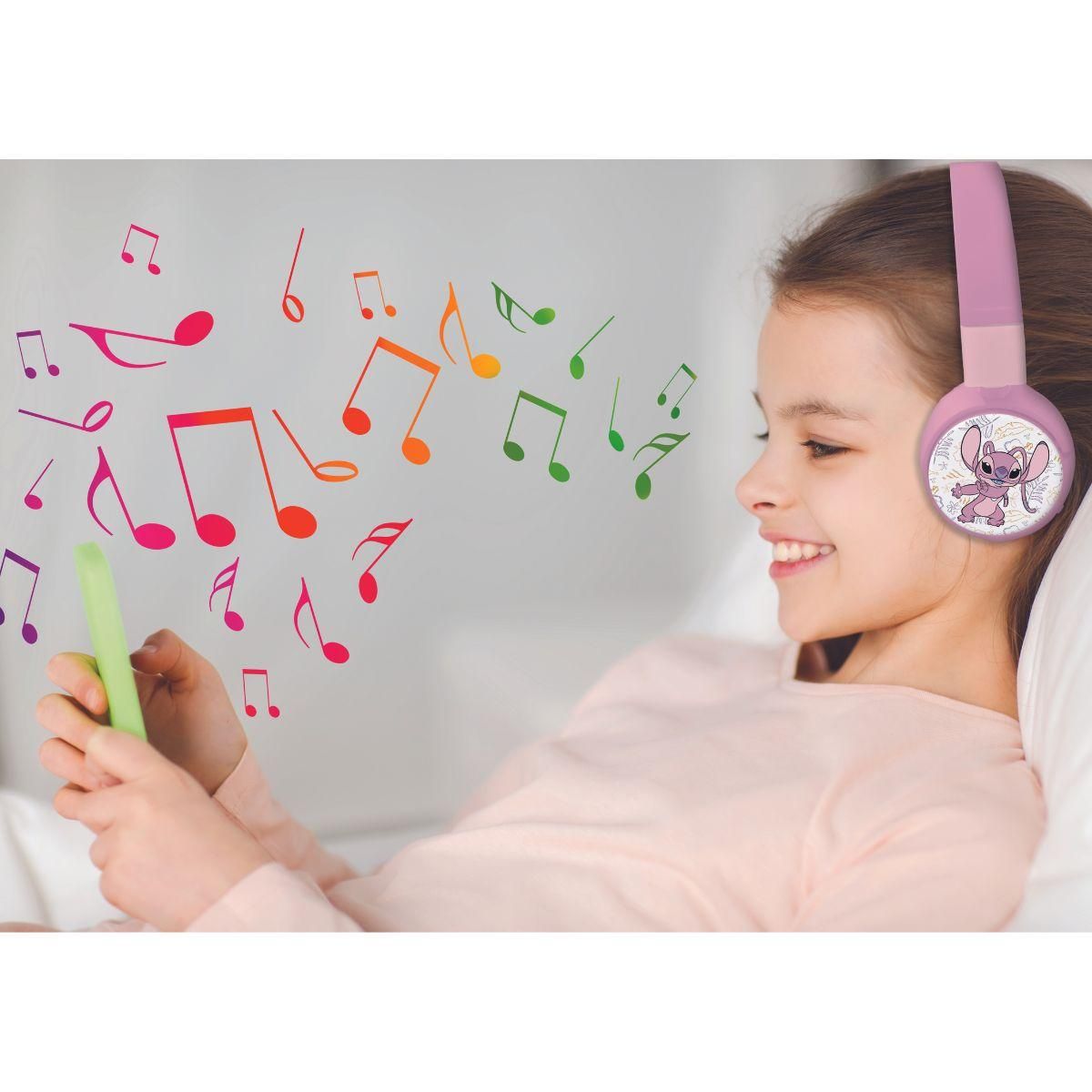 Lexibook 2v1 bluetooth skládací sluchátka Stitch Angel s limitem hlasitosti