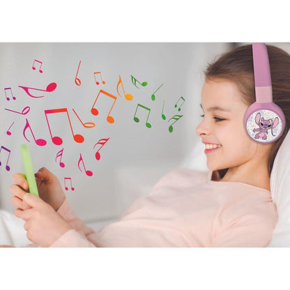 Lexibook 2v1 bluetooth skládací sluchátka Stitch Angel s limitem hlasitosti