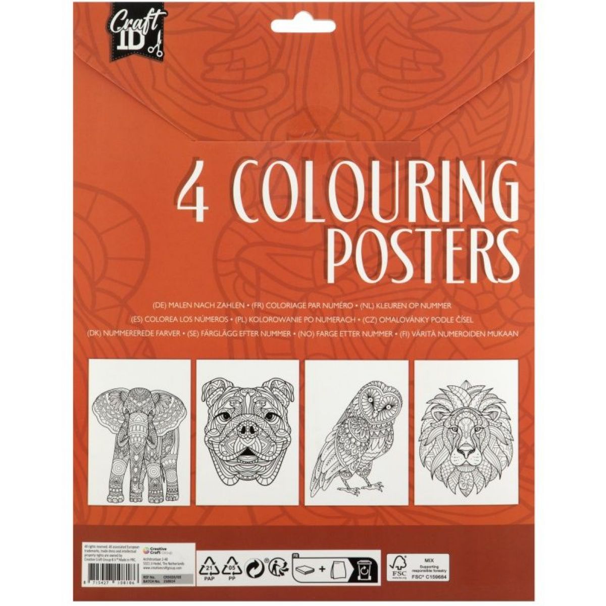 Craft Creative Vymalovánky 4 obrázky + 10 pastelek A4 oranžové balení