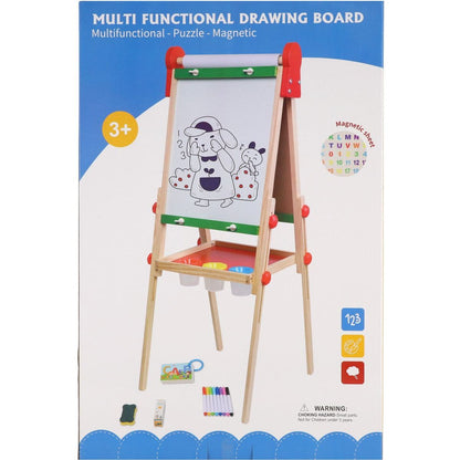 Teddies Tabule oboustranná magnetická dřevo černá-bílá 35x43cm s rolí papíru s doplňky v krabici 40x61cm