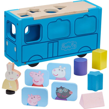 Peppa Pig dřevěný autobus vkladáčka