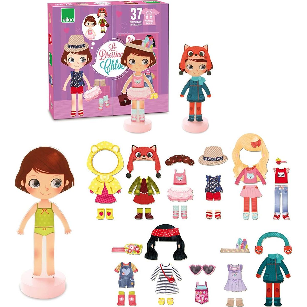 Vilac Puzzle magnetické dřevěné Oblékání Chloe 37 dílků