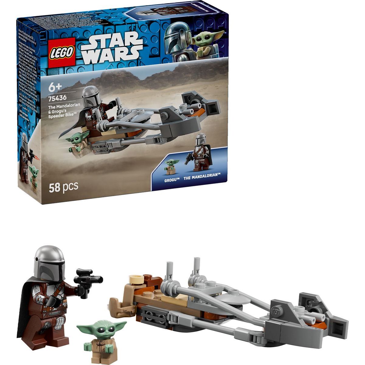 LEGO® 75436 Mandalorian a Grogu a spídrová motorka