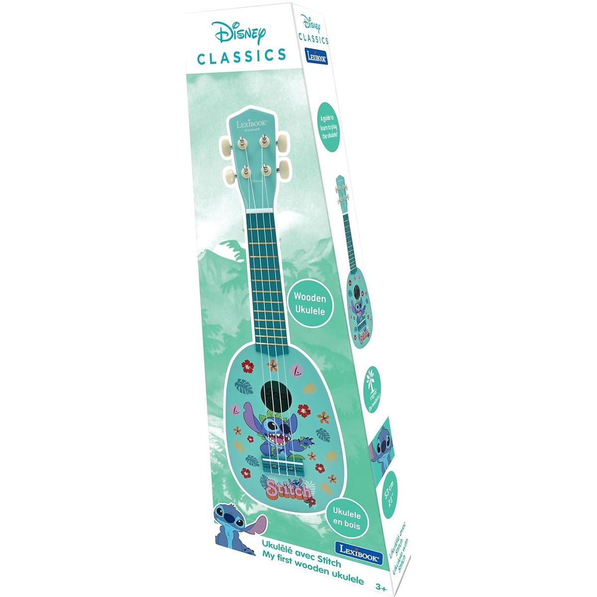 Lexibook Dřevěné ukulele s nylonovými strunami 53 cm Disney Stitch
