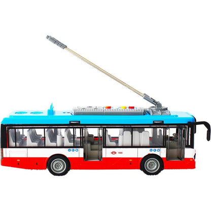 Sparkys Městský trolejbus na setrvačník s osvětlením a zvukem - červený